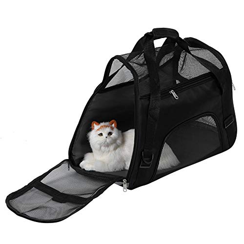 Hundetasche Haustiertragetasche faltbar Hundetransportbox Outdoor Tragbare Hundebox Katzebox Transportbox atmungsaktive Transporttasche für Haustiere Hunde Katzen(L-Schwarz) von Pssopp