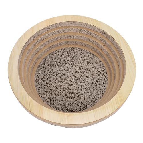 Katzenkratzer aus Pappe, 2-in-1-Katzenkratzschale, Runde Kuschelauflage, Gewellter Katzenkratzer Zum Schleifen von Krallen (Kleiner Durchmesser: ca. 34 cm) von Pssopp