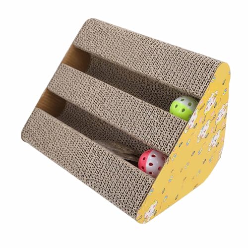 Katzenkratzer aus Pappe, Katzenkratz-Lounge-Sofa, Abnehmbares Katzenkratzpad mit Ball für Zimmerkatzen Mittlerer Größe (Dreieckig) von Pssopp