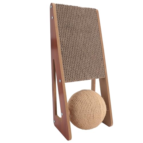 Katzenkratzmatte, Interaktiver Kratzbaum aus Massivholz Katzenkratzpappe mit Ball Spielzeug für Indoor Home Katzen Katzenkratzmatte, Interaktiver Kratzbaum aus Massivholz Katzenkratzpappe mit Ball Spielzeug für Indoor Home Katzen von Pssopp