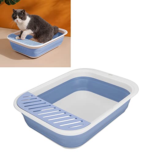 Katzentoilette Große Öffnung Spritzwassergeschützte Katzentoilette mit Schild für Hauskatzen Kätzchen Kleine Haustiere (Blau) von Pssopp