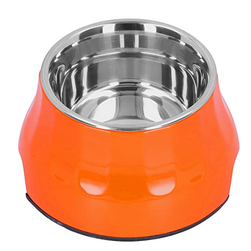 Melamin Edelstahl Pet Bowl 2-in-1 Erhöhte Tierfütterung Katzenfütterungsschüssel Hund Wasserfütterung Trinkfutter Schüssel für Hundekatze(Orange) von Pssopp