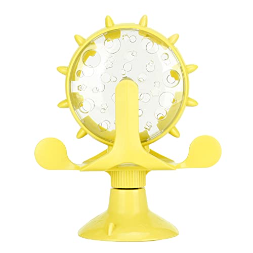 Multifunktionales Interaktives Katzenhund -Food -Leckagespielzeug, Bestes Katzenwindmillspielzeug mit Vakuumschluck, ABS -Material, Langsamer Feeder, Kätzchen Langsame Feeders (Yellow) von Pssopp