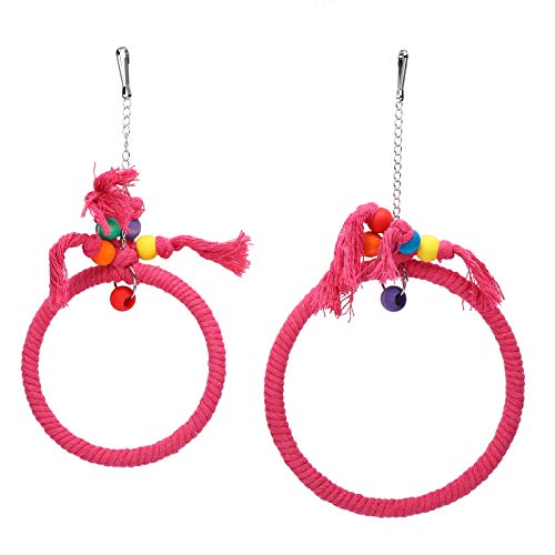 Papagei Kauen Schaukel Ring, Haustier Vogel Buntes Baumwollseil Picken Spielzeug Hängender Vogel Klettern Kauen Beißspielzeug Für Sittiche Conures Aras Nymphensittiche Liebesvögel (Rosenrot) von Pssopp