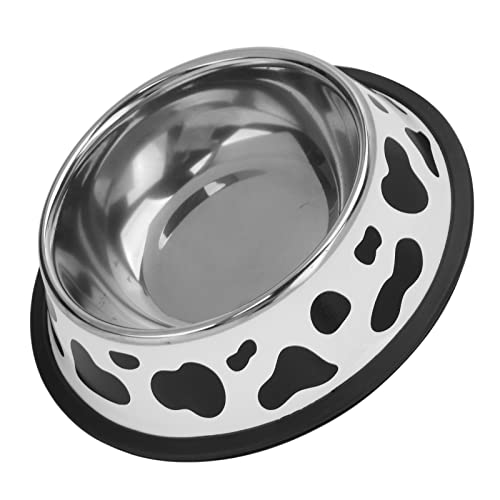 Pet Dog Feeder Bowl, Niedlicher Runder Kuh-Muster-Edelstahl-Hunde- und Katzennapf FüR Nassfutter (Unterer Durchmesser 22cm/8.7in) von Pssopp