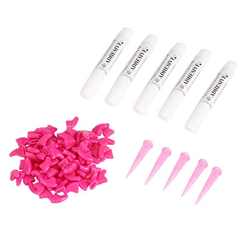 Pssopp 100 PCS Set Cat Nagel Deckungsklauenkappen Glitzer, Langlebiges PVC -Material, Verhindern Sie Kratzen von Möbeln, Pflegezubehör für Katzen, Vier Größen Erhältlich, Rose Rot für Katzen, (S) von Pssopp