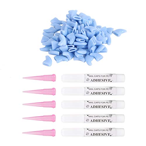 Pssopp 100 PCS Set Cat Nagel Deckungsklauenkappen Glitzer, Langlebiges PVC -Material, Verhindern Sie Kratzen von Möbeln, Pflegezubehör für Katzen, Vier Größen Erhältlich, Rose Rot für Katzen, (M) von Pssopp