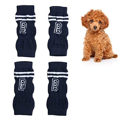 Pssopp 4 Stück Hunde-Ellbogenschutz, Hundebein-Socken, gestrickte Beinwärmer, Haustier-Ellenbogen-Schutzhülle für kleine, mittelgroße Haustiere M von Pssopp