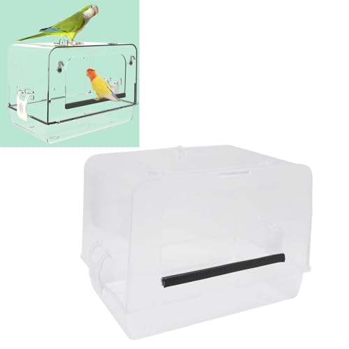 Pssopp Acrylvogel -Badbox, Tragbar und Leicht zu Reinigendes Transparentes Design Multifunktional Geräumiger Weltraum Vogelbad Käfig für Lovebirds Wellensittiche von Pssopp