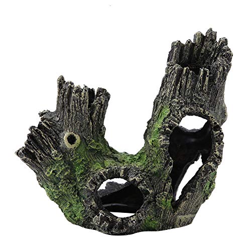 Pssopp Aquarium Dekor Aquarium Treibholz Dekorationen Sinkende Aquarium Kunstharz hohlen Baumstamm Ornament Fisch Pflanze Habitat Decor Aquarium Harz Baum Landschaft Dekor für Aquarium(ST-004B) von Pssopp