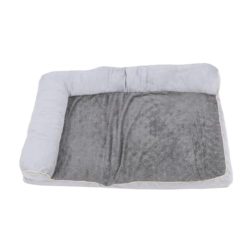 Pssopp Bequemes Hundecouchbett, Schwammfüllung, Einzigartiger Stil, Kurzes Plüsch-Haustierschlafsofa mit Abnehmbarem, Waschbarem Bezug für Haustiere Im Innenbereich (Tiefgrau) (hellgrau) von Pssopp