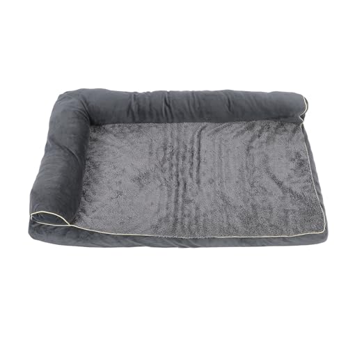 Pssopp Bequemes Hundecouchbett, Schwammfüllung, Einzigartiger Stil, Kurzes Plüsch-Haustierschlafsofa mit Abnehmbarem, Waschbarem Bezug für Haustiere Im Innenbereich (Tiefgrau) von Pssopp