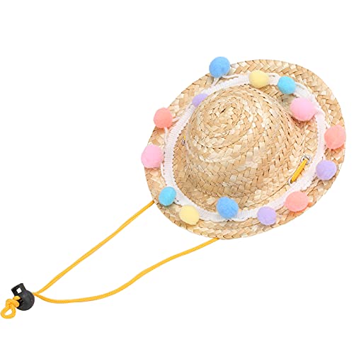 Pssopp Cooler Hund Katze Sombrero Hut Lustiger Hund Sombrero Katze Kostüm Strohhut Sonnenschutz Mütze für Kleintiere(S) von Pssopp