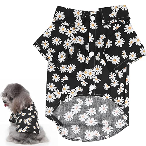 Pssopp Cotton Daisy Print Hundehemd, Weiches, Atmungsaktives Flexibles T -Shirt für Kleine Hunde und Katzen, Geeignet für Tägliche Verschleiß und Partys, Maschinenwaschbar (M) von Pssopp