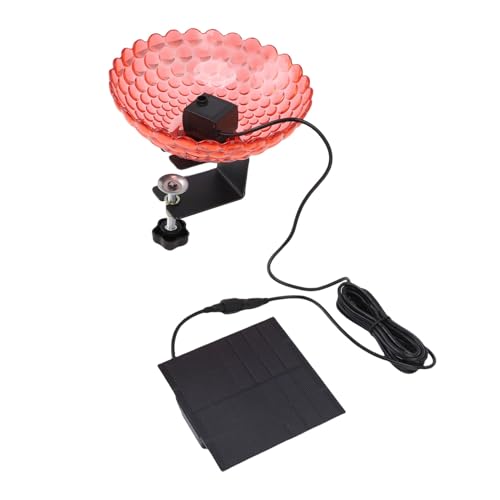 Pssopp Deck Montiert Solarvogel Bad Bubbler, Energiesparende Solarenergie Easy Installation Vogelbad Brunnen mit Einstellbarer Klemme für Balkon Veranda (Rot) von Pssopp