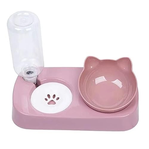 Pssopp Doppelte Haustier -Fütterungsschale Verhindern Tumble Hals, Hundefutter Schalen Automatische Trinkkatze Schüssel Set, Hundefutterschalen aus PP -Material (Großes Rosa) von Pssopp