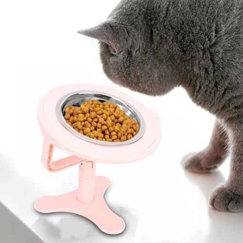 Pssopp Edelstahl Haustierkatze, Katzenfutterschalen 15 ° Neigte Edelstahl -Anti -Schlupf -Feeder für die Tägliche Fütterung von Haustieren. (Rosenate) von Pssopp