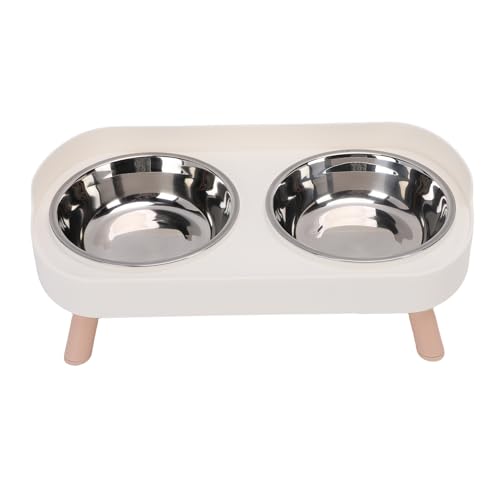 Pssopp Edelstahl -Katzenzufuhrschale, Erhöhte Doppelschalen für Katzen. Kleine Hunde Fördern die Richtige Haltung (White) von Pssopp