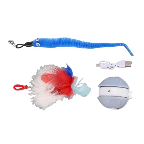 Pssopp Elektrische Automatische Rolling Hundekugel, Plastik Smart Interactive Kätzchen Spielzeugball mit Federschwanz für Home Cat Cafe (Grey) von Pssopp