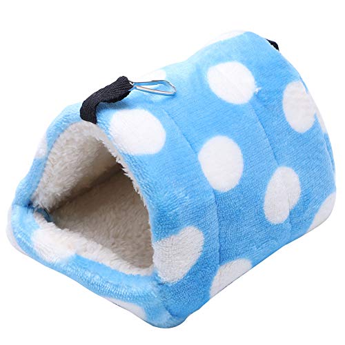 Pssopp Fdit Hamster Cotton Nest Winter Warm Hamster Hängebett Blue Dot Kleintier Hängematten Haus für Eichhörnchen Sugar Glider Meerschweinchen (L) von Pssopp