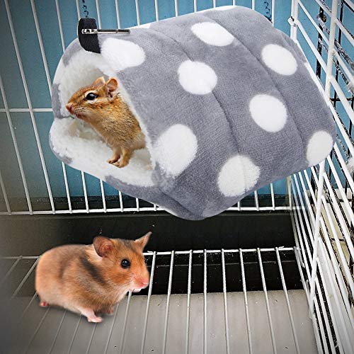 Pssopp Fdit Hamster Cotton Nest Winter Warm Hamster Hängebett Grey Dot Kleintier Hängematten Haus für Eichhörnchen Sugar Glider Meerschweinchen (L) von Pssopp