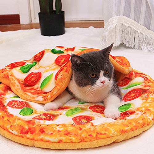 Pssopp Fdit Haustier Hund Decke Haustier Schlafmatte Simulation Pizza Warmhaltende Hund Katze Decke für Kleine Mittelgroße Haustiere (Pizzadecke L) von Pssopp