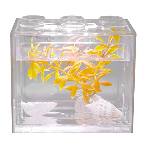 Fischbecken Aquarium Fish Tank Mini Aquarium USB LED Light Fish Tank Aquarium Decor for Box Office Tea Table(Transparent) von Pssopp