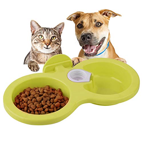 Pssopp Fressnapf für Hund Katze, Doppel Fressnapf Hundenapf Katzenapf Näpfe zum Aufhängen im Käfig Futternapf Wassernapf für Haustiere Hunde Katze Kaninchen Hase Hamster (Grün) von Pssopp
