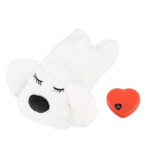 Pssopp Gefüllte Hundespielzeug, Interaktives Gefülltes Spielzeug Imitieren Echte Herzschlag Plüsch für PET -Verhaltensschlafen Beruhigungshilfe (White) von Pssopp