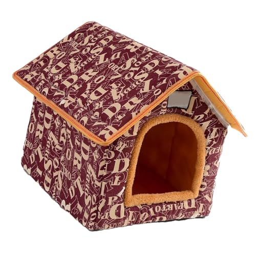 Pssopp Gemütliches Haustierbett für Hunde und Katzen, Bequemer Stoff, Abnehmbares und Waschbares Design, Einzigartiges Design, Warm und Langlebig, Allwetter-Unterschlupf (Rot mit Pssopp Gemütliches Haustierbett für Hunde und Katzen, Bequemer Stoff, Abnehmbares und Waschbares Design, Einzigartiges Design, Warm und Langlebig, Allwetter-Unterschlupf (Rot mit von Pssopp