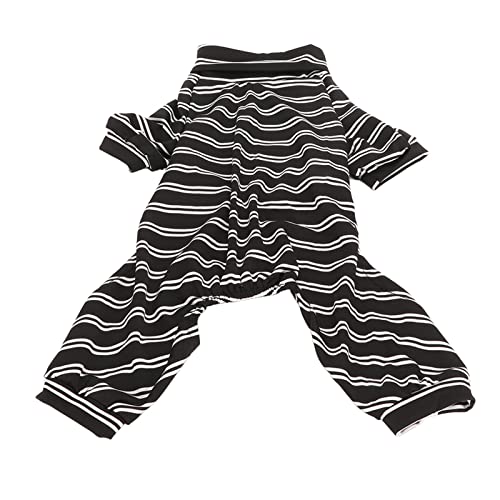 Pssopp Gestreifter Schlafanzug für Hunde, Hundekleidung, Schwarz, Weiß, Streifen, Bequeme Wundversorgung, Polyester, Vollständige Abdeckung für Allergien (L) von Pssopp