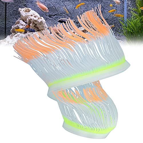 Pssopp Glowing Effect Künstliche Korallen Pflanzen Dekor Weiche Silikon Seeanemone Korallen Ornament für Aquarium Aquarium Dekoration(Orange) von Pssopp