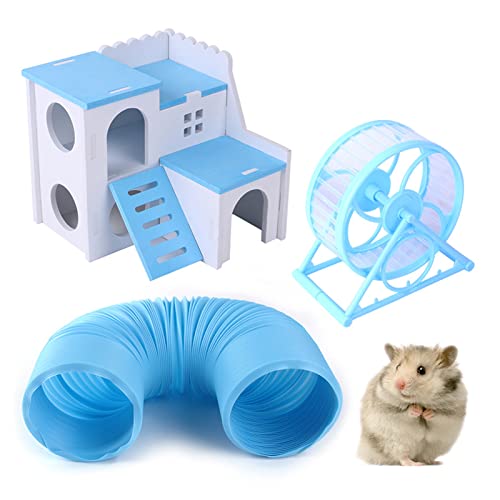 Pssopp Hamster Spielzeug Set süßes blaues weißes Hamster Spielzeug für Kleintiere Zubehör Spielzeug DIY Hamsterkäfig für kleine Haustiere von Pssopp