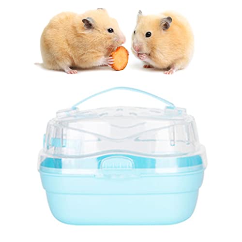 Pssopp Hamster Travel Cage Hamster Carrier Tragbare Leichte Tragetasche für Kleintiere für Reisen Im Freien (Blau) von Pssopp