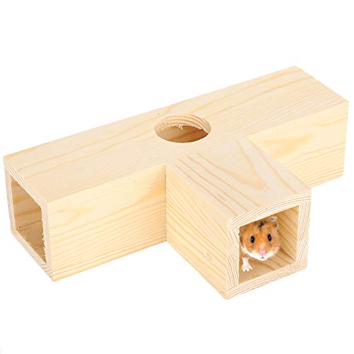 Hamstertunnelnest Natürlicher Holztunnel Kleine Haustiere Hausnest Training Übung Spielplatz Spielzeug für Haustier Hamster Mäuse Rennmäuse (S-Größe T) von Pssopp