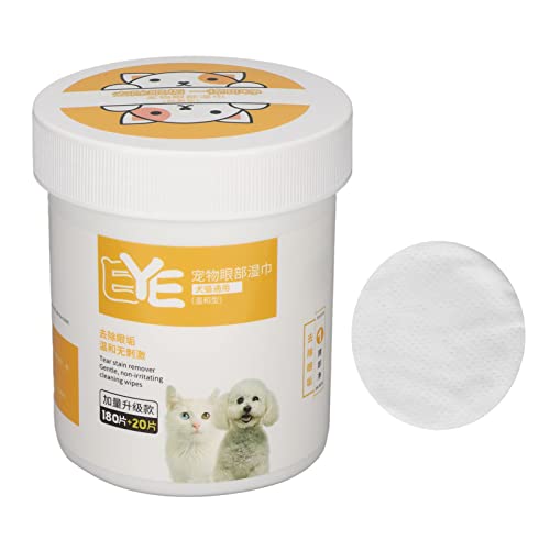 Pssopp Haustier-Augentücher, 200 Stück Haustier-Tränenflecken-Tücher Mild Mehrzweck für Hunde von Pssopp