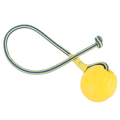 Pssopp Haustier Ball Spielzeug mit Seil Hunde Wurfball Hund Kauen Ball Hundespielzeug Ball mit Seil Bälle Spielzeug am Seil für Hunde zum Training und Zahnreinigung(Gelb) von Pssopp
