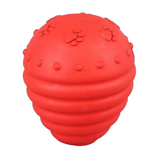 Pssopp Haustier-Leckerli-Ball-Spielzeug, Interaktiver Roter Leckerli-Spenderball für Haustiere, Knirschende Zähne, Attraktives Bissfestes Gummi (Rot) von Pssopp