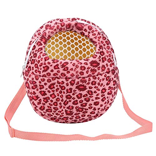 Haustiertrage Haustiere Reisetasche Leopard Hamster Rat Igel Chinchilla Frettchen Schlaf Outdoor Tasche für Hamster Rennmaus Rat Frettchen und andere Kleintiere (Leopard Pink L) von Pssopp