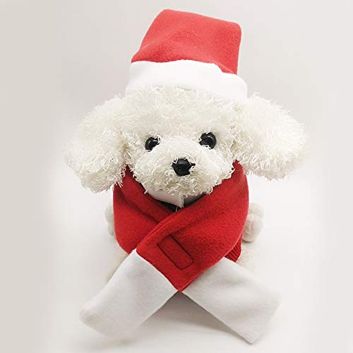 Haustier Santa Hut Schal niedlichen Hundehalsband Geburtstag Weihnachten Kostüm rot und weiß Nikolausmütze Partyzubehör für Welpen Kätzchen kleine Haustiere(M) von Pssopp