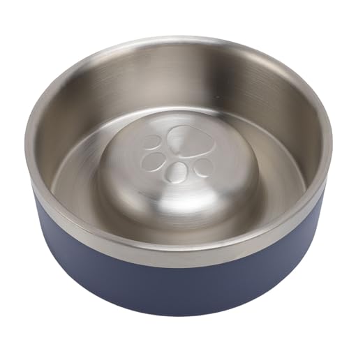 Pssopp Haustier Slow Feeding Food Bowl, Verhindern Sie das Ersticken mit Großer Kapazitätsdesign Edelstahlhund Slow Feeder für Katzen Hunde Innengebrauch (L) von Pssopp