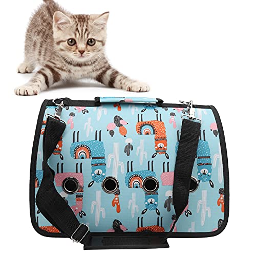 Pssopp Haustiertragetasche Tragbare Katzentragetasche Atmungsaktive Faltbare Katzentrage Transporttasche für Hunde und Katzen mit Schultergurt[L Hellblau] Autotransportboxen von Pssopp