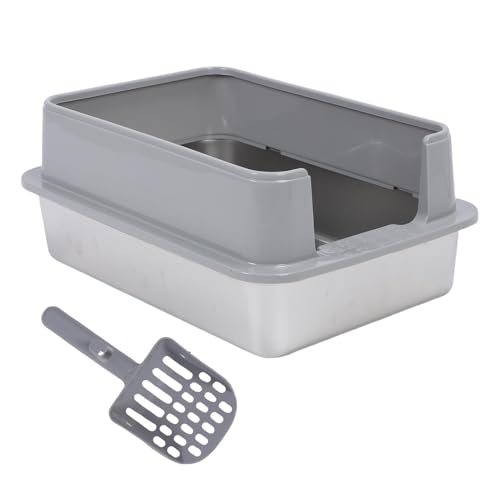 Pssopp Hochseitige Katzenstreublech, Anti -Leckage -Geruchskontrolle Metall -Haustier -Toilette mit Müllschaufeln Haustierreinigungswerkzeug für Heimkatzen Pssopp Hochseitige Katzenstreublech, Anti -Leckage -Geruchskontrolle Metall -Haustier -Toilette mit Müllschaufeln Haustierreinigungswerkzeug für Heimkatzen von Pssopp