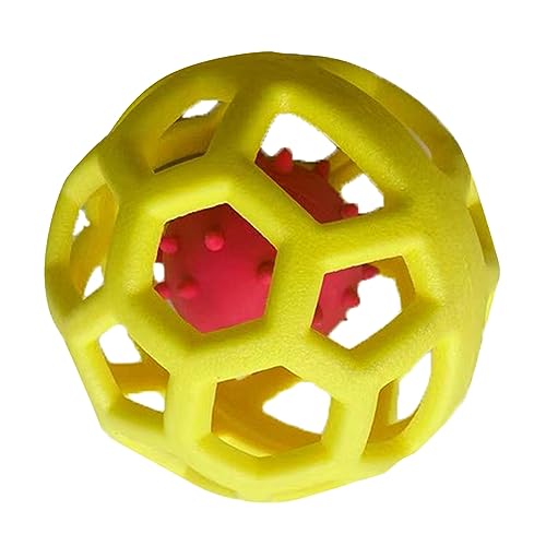 Pssopp Hohlball-Hundespielzeug, Lustiger, Tragbarer, Sicherer, Bissfester, Interaktiver Haustierspielzeugball für Haustiere und Katzen (Gelb) von Pssopp