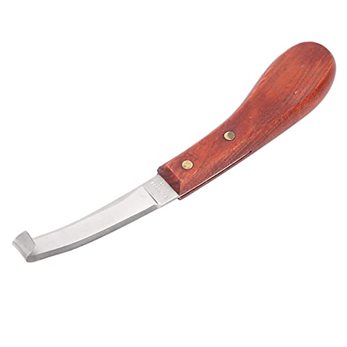 Pssopp Hufmesser aus Edelstahl, langlebiges doppelseitiges schmales Messer mit Holzgriff zum Trimmen von Pferdehufen von Pssopp