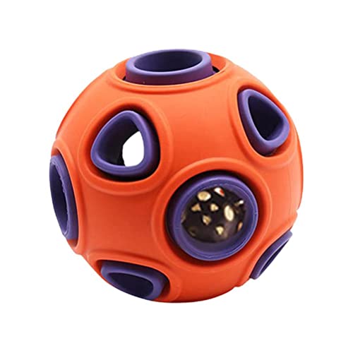 Pssopp Hundespielzeugball, Interaktiver Hundespielzeugball, Quietschender Hundespielzeug-Kauball für das Training Im Innen- und Außenbereich für Kleine Welpen (Orange-lila) von Pssopp