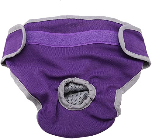 Pssopp Hundewindeln für Hündinnen, Waschbar Schutzhose Hundewindeln Robuste und Wiederverwendbare Hund Hygieneunterhose aus Baumwolle mit Magictape für Weibliche Haustiere Hunde Welpen(lila M) von Pssopp