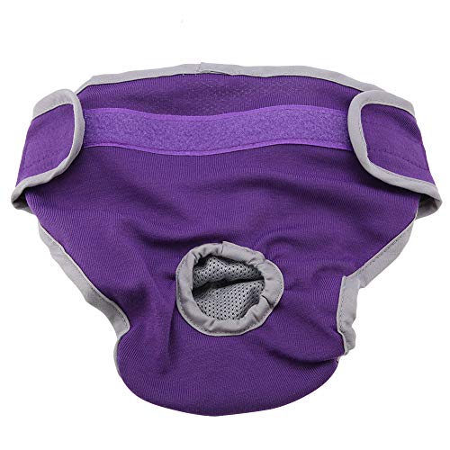 Hundewindeln für Hündinnen, Waschbar Schutzhose Hundewindeln Robuste und Wiederverwendbare Hund Hygieneunterhose aus Baumwolle mit Magictape für Weibliche Haustiere Hunde Welpen(lila XL) von Pssopp