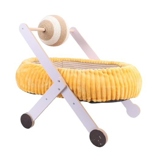 Pssopp Katzenhängematte mit Kratzkugel, Weiches Bequemes Katzenbett Multifunktionales Kompaktes Design für Kleine Räume Haustier Unterhaltsam von Pssopp