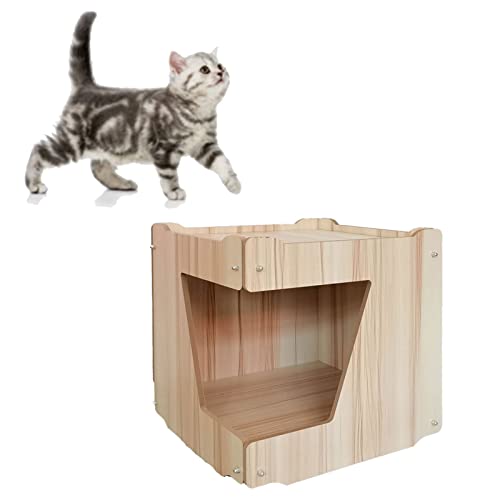 Pssopp Katzenhaus, Hölzernes Häschen-Kaninchen-Katzen-Haustierkäfig-Unterstand Im Freien, Großer Raum, Einfach Zusammenzubauen, Katzenhöhlenbett für den Innenbereich, Klein (Speziell geformte Tür) Pssopp Katzenhaus, Hölzernes Häschen-Kaninchen-Katzen-Haustierkäfig-Unterstand Im Freien, Großer Raum, Einfach Zusammenzubauen, Katzenhöhlenbett für den Innenbereich, Klein (Speziell geformte Tür) von Pssopp